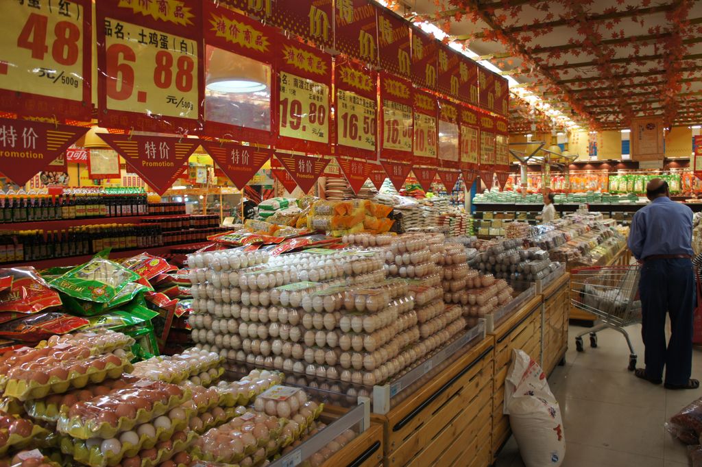 Большой продовольственный рынок в Китае