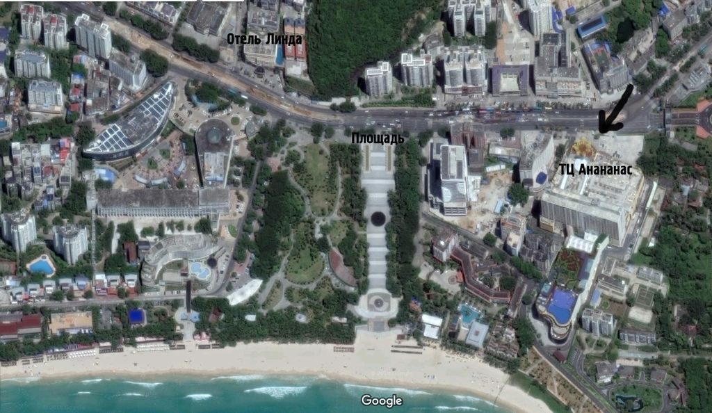 Где находится торговый центр Ананас, карта бухты Дадунхай